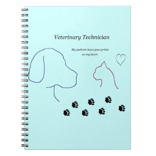 Veterinär- tekniker - tass avtryck på min hjärt anteckningsbok med spiral