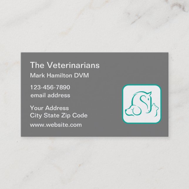 Veterinär Theme Pet Emblem Affärskort  Visitkort (Framsida)