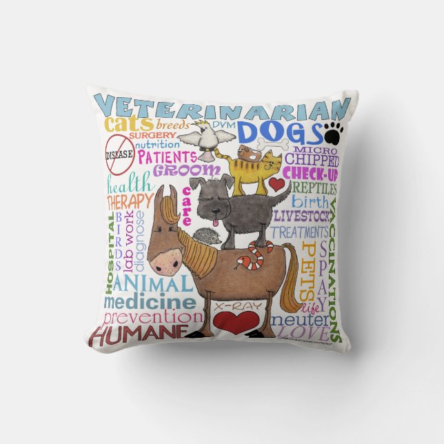 Veterinär-Tunnelbanan Art Vet Termer Kudde (Framsida)