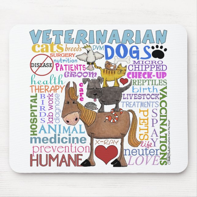 Veterinär-Tunnelbanan Art Vet Termer Musmatta (Framsidan)