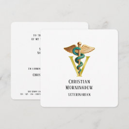Veterinär V-symbol för Caduceus 1 Anteckningskort