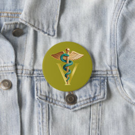 Veterinär V-symbol för Caduceus 1 Knapp