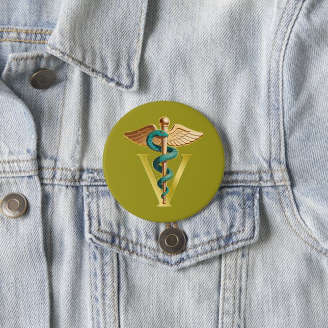 Veterinär V-symbol för Caduceus 1 Knapp (In Situ)
