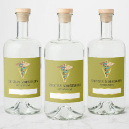 Veterinär V-symbol för Caduceus 1 Spritflaskor Etikett