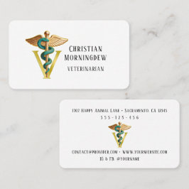Veterinär V-symbol för Caduceus 1 Visitkort