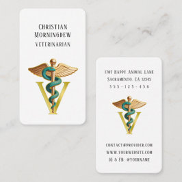 Veterinär V-symbol för Caduceus 1 Visitkort