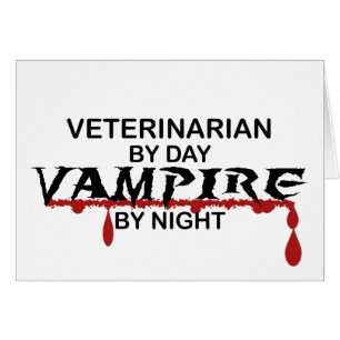 Veterinär- vampyr vid natt hälsningskort