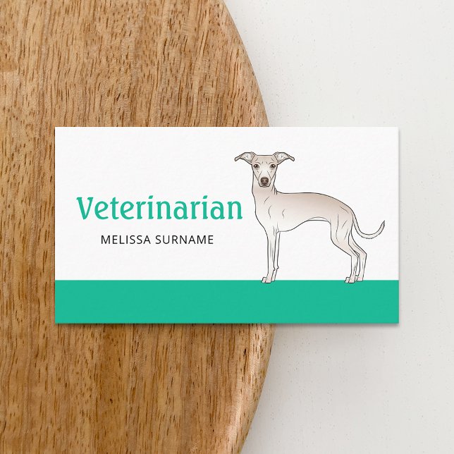 Veterinär Vet Tech Cream Italiana Greyhound Hund Visitkort (Skapare uppladdad)