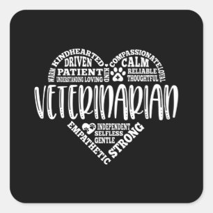 Veterinär, veterinär, veterinär, veterinär, veteri fyrkantigt klistermärke