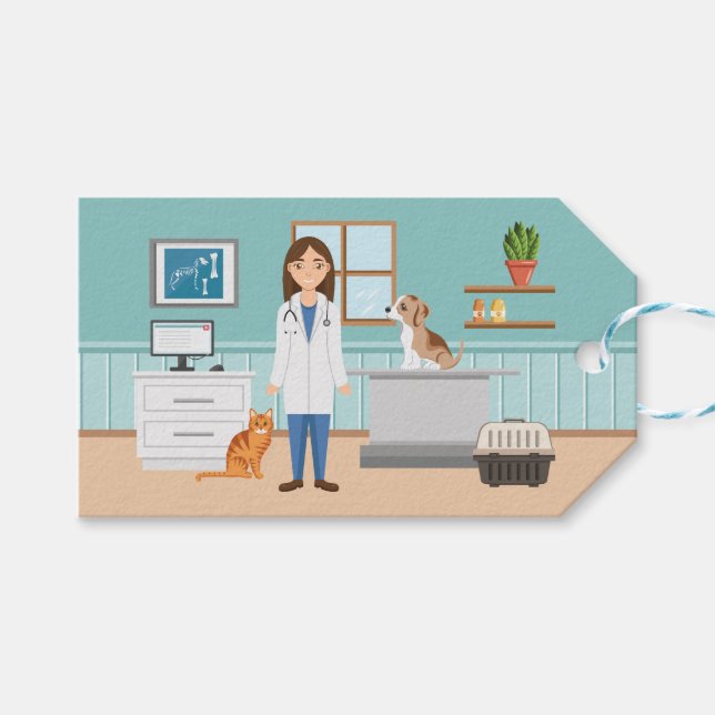 Veterinär Woman Vet Clinic Pet Animal Doktor Presentetikett (Framsidan (Horisontell))