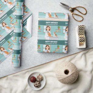 Veterinär Woman Vet Pet Doktor Birthday Anpassning Presentpapper