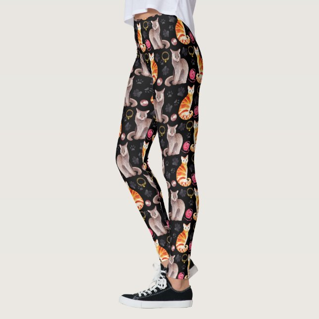 Veterinärassistent Katter Mönster 2 Leggings (Vänster)