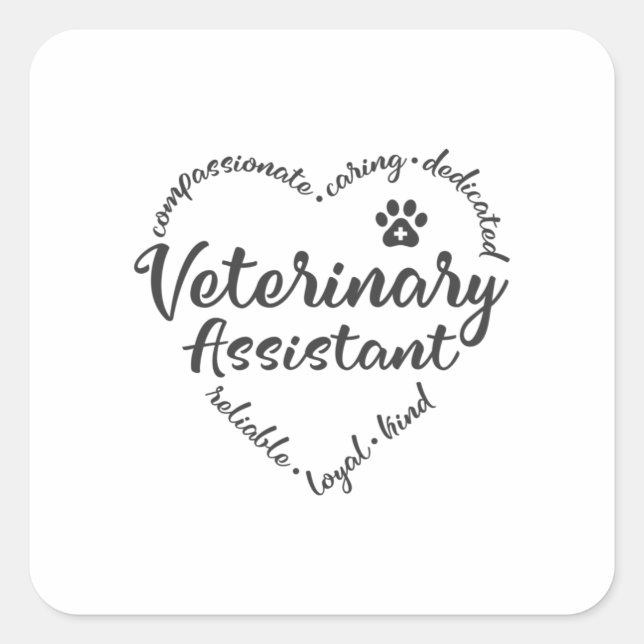 Veterinärassistent, veterinärassistent fyrkantigt klistermärke (Framsida)
