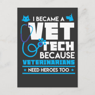Veterinärer behöver också hjältar - Funny Vet Tech Vykort
