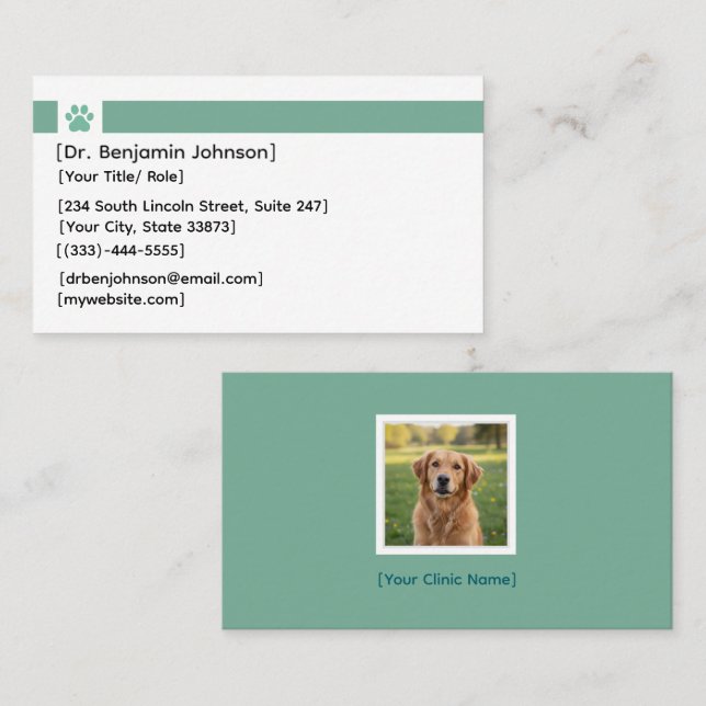 Veterinarian Business Card | Photo Logo Visitkort (Fram/baksida)