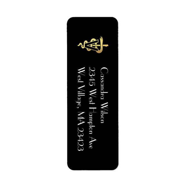 Veterinarian Gold Graduation Return Address Returadress Etikett (Framsidan)
