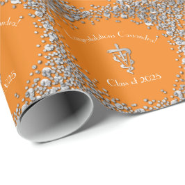 Veterinarian Graduation Orange Silver Presentpapper