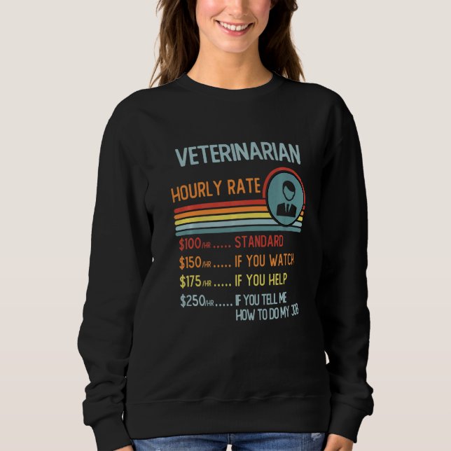 Veterinarian Hourly Rate T-Shirt Retro Job Title P (Framsida)