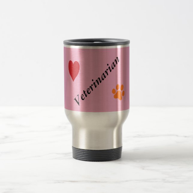 Veterinarian-Orange Paw Print and Heart on Pink Resemugg (Center)