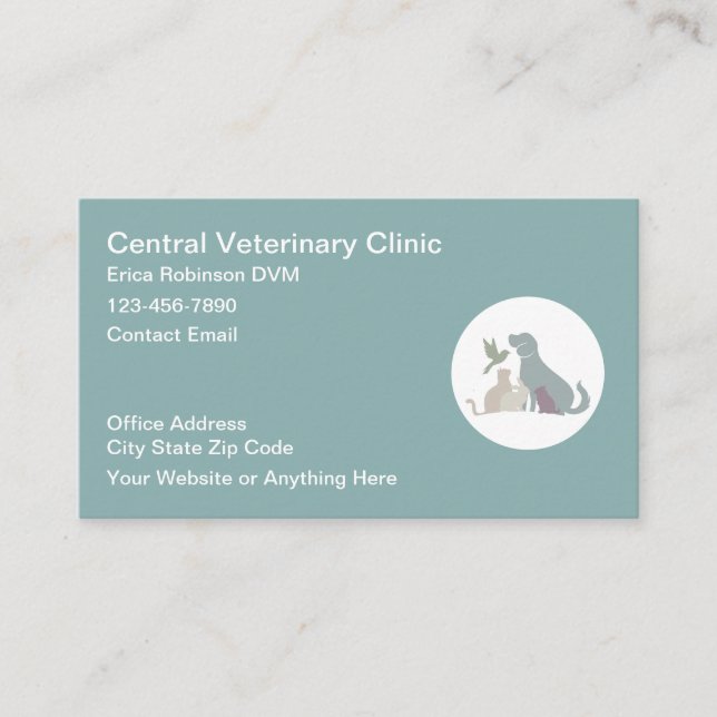 Veterinarian Pastel Color Business Cards Visitkort (Framsida)