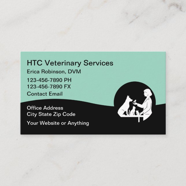 Veterinarian Pet Doctor Business Cards Visitkort (Framsida)