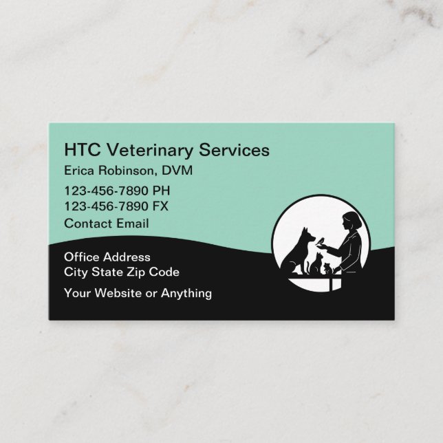 Veterinarian Pet Doctor Business Cards Visitkort (Framsida)