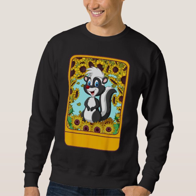 Veterinarian Sunflower Skunk Tee  For Pet  Ideas Lång Ärmad Tröja (Framsida)