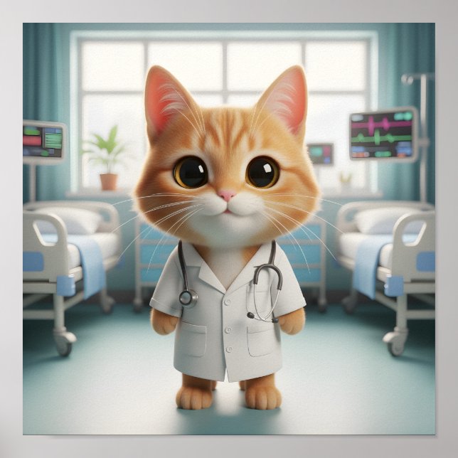 Veterinarian Wall Art for Cat Lovers & Animal  Poster (Framsidan)