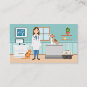 Veterinärklinik Djurläkare Kvinna Husdjur Djur Dok Visitkort