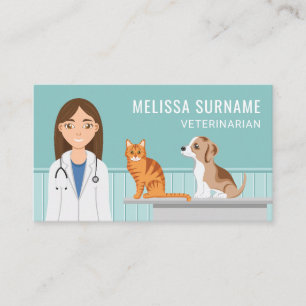 Veterinärmedicin Djurklinik Kvinna Läkare Djurvård Visitkort