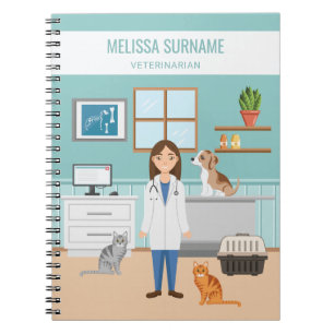 Veterinärmedicin Djurläkare Kvinna Doktor Djurvård Anteckningsbok