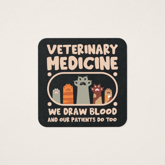 Veterinärmedicin rolig hund fyrkantigt visitkort (Framsida)