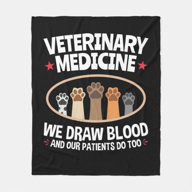 Veterinärmedicin Vi ritar Blood Funny Vet Tech Fleecefilt (Framsidan)