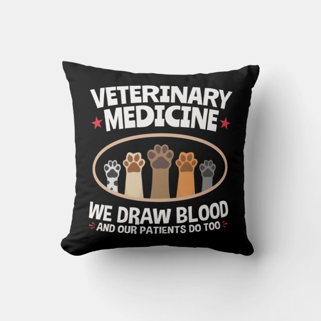 Veterinärmedicin Vi ritar Blood Funny Vet Tech Kudde (Framsida)