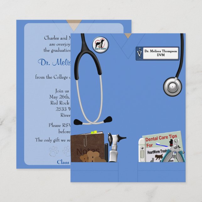Veterinärmedicinska medicinska medicinska Student- Inbjudningar (Fram/baksida)