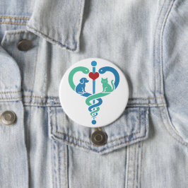 Veterinärsymbol av Caduceus- Fantasy 1 Knapp