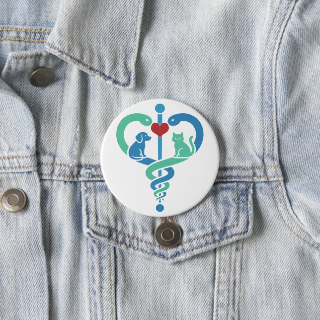 Veterinärsymbol av Caduceus- Fantasy 1 Knapp (In Situ)