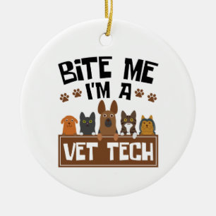 Veterinärtekniker Bita mig Jag är en Vet Tech Julgransprydnad Keramik