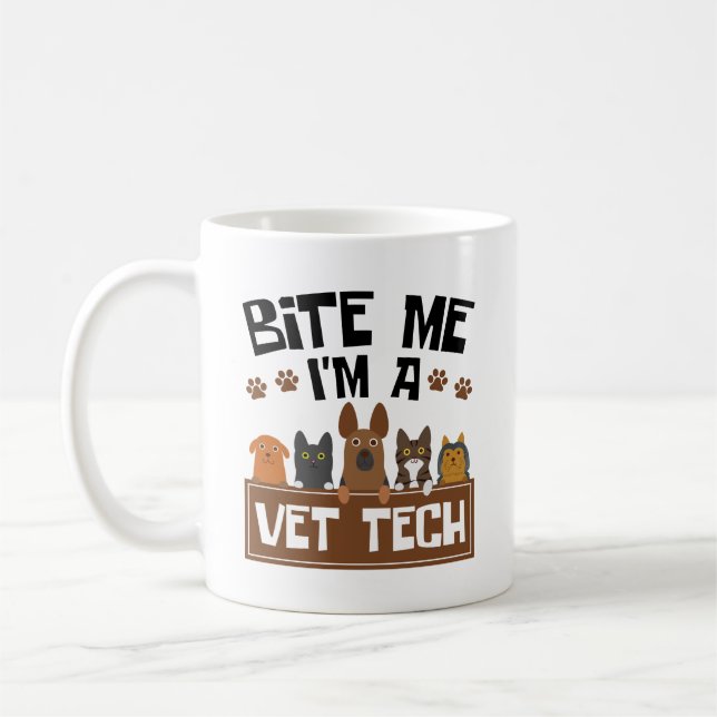 Veterinärtekniker Bita mig Jag är en Vet Tech Kaffemugg (Vänster)