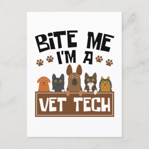 Veterinärtekniker Bita mig Jag är en Vet Tech Vykort
