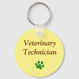 Veterinärtekniker/Grön tassavtryck/Gul Nyckelring