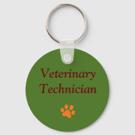 Veterinärtekniker/Orange Paw Print/Grön Nyckelring