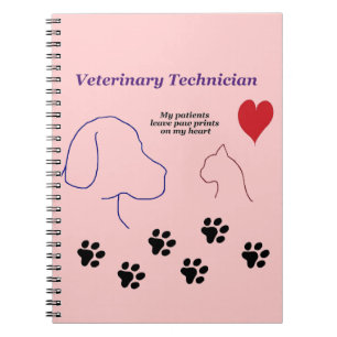 Veterinärtekniker - tassavtryck på mitt hjärta anteckningsbok