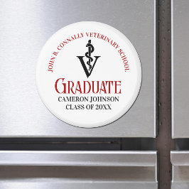 Veterinary Caduceus Anpassningsbar Red Black Stude Magnet