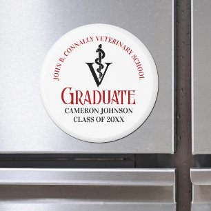Veterinary Caduceus Anpassningsbar Red Black Stude Magnet