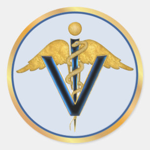 Veterinary Caduceus Runt Klistermärke