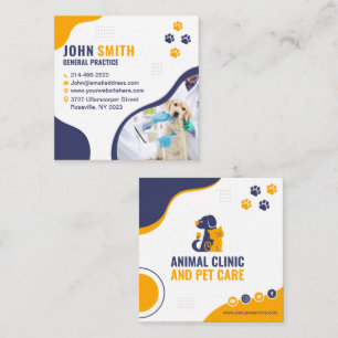 Veterinary Clinic, Djuromsorg, Vet, Animal Doktor Fyrkantigt Visitkort