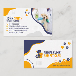 Veterinary Clinic, Djuromsorg, Vet, Animal Doktor Visitkort