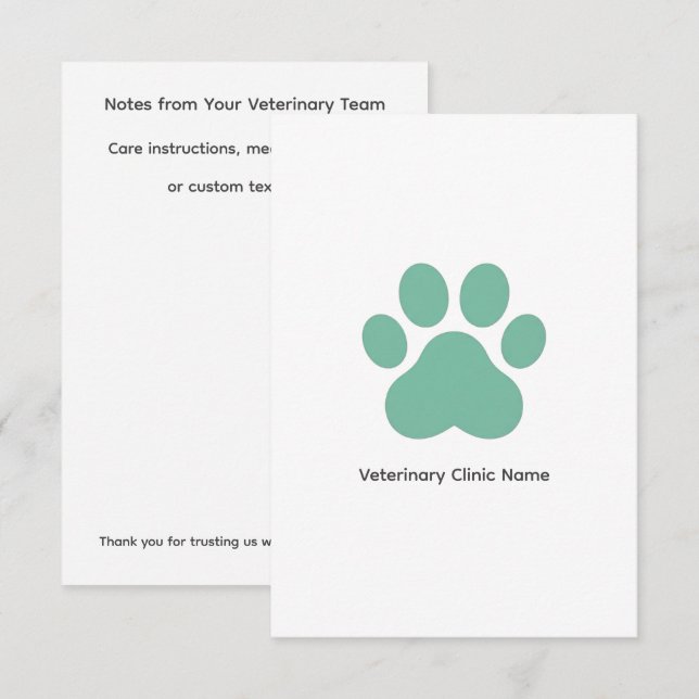 Veterinary Clinic Flat Note Card (3.5" × 5") Anteckningskort (Fram/baksida)