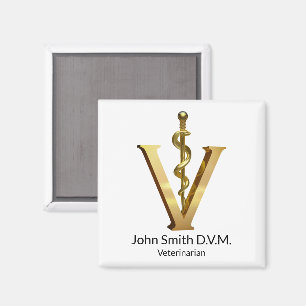Veterinary Medicine Guld V Elegant Asclepius Vet Magnet